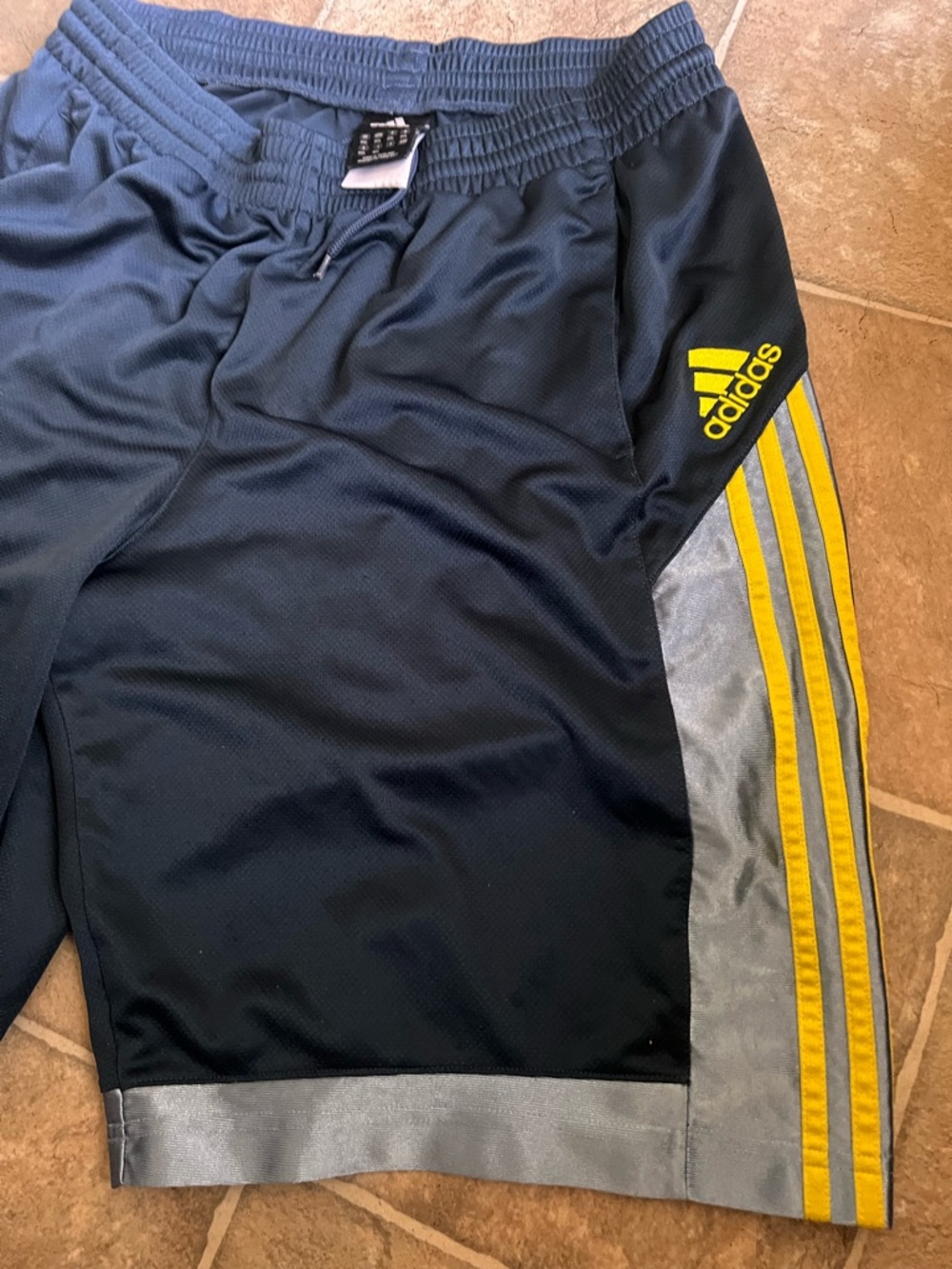Vintage Y2K adidas Navy and Yellow NBA Athletic Shorts